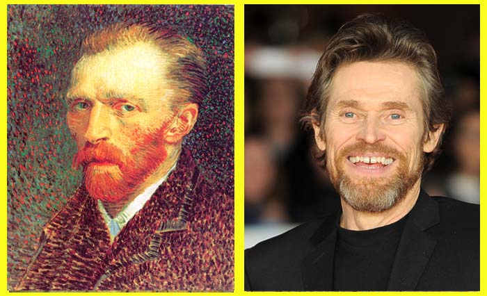 Foto diri karya Van Gogh (kiri) dan bintang Wiilem Dafoe yang akan memerankan Van Gogh dalam fil terbaru garapan sutradara Julian Schnabel.