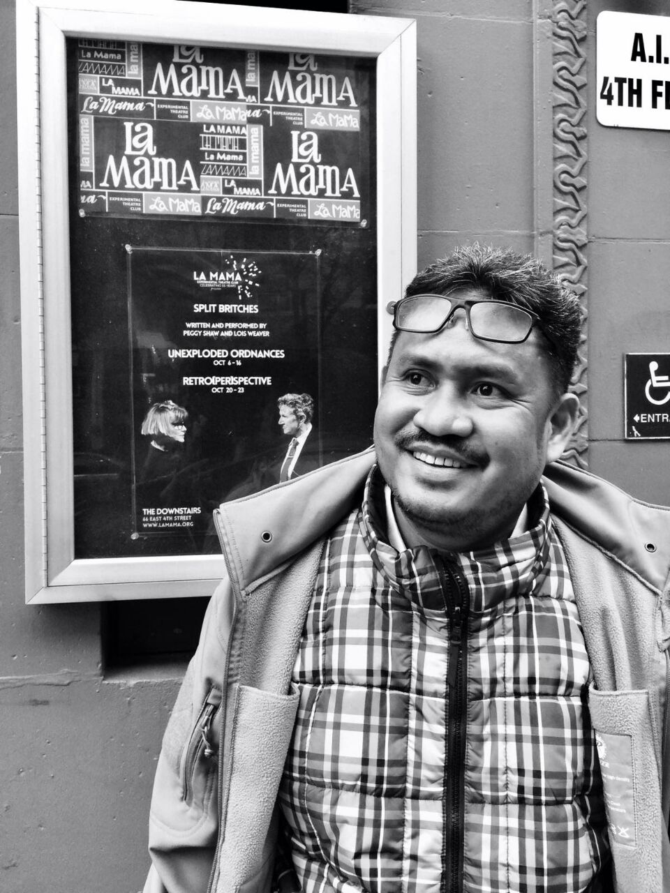 (Egy Massadiah saat berkunjung ke La Mama Theatre off Boradway New York 2016 lalu)
