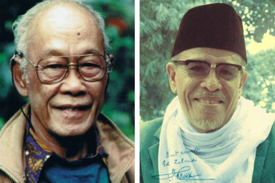 Pramoedya Ananta Toer (kiri) dan Buya HAMKA, lawan polemik. (foto: istimewa)