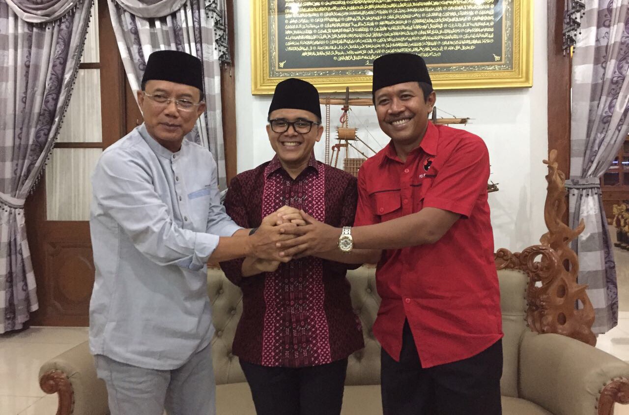 SOWAN: Calon Wakil Gubernur Abdullah Azwar Anas bertemu Bupati Budi Sulistyono dan Ketua DPC PDIP Kabupaten Ngawi Dwi Rianto Jatmiko di kediaman bupati. 