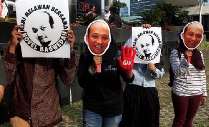 Aksi mendukung penuntasan kasus Novel Baswedan. (foto: dokumentasi)