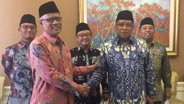 Ketua Umum PP Muhammadiyah Haedar Nashir bersama KH Said Aqil Siroj, Ketua Umum PBNU. (foto: dok ngopibareng.id)