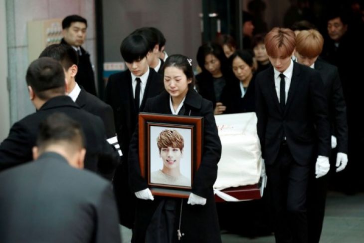 Prosesi pemakaman Jonghyun. (Foto : Antara)