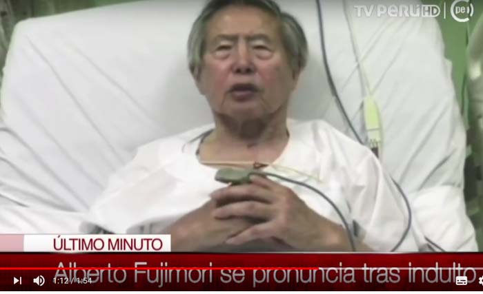 Alberto Fujimori meminta maaf kepada rakyat Peru, dari rumah sakit tempat dia dirawat. (foto:youtube)