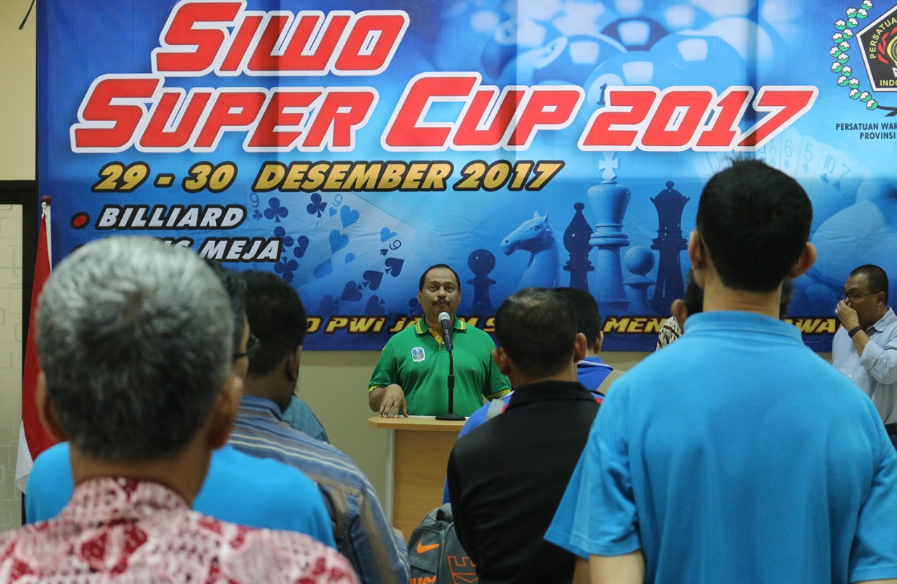 Ketua Harian KONI Jatim, M. Nabil saat memberikan sambutan pada Siwo Cup 2017. (foto: hrs/ngopibareng)