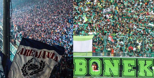 Aremania dan Bonek dua kelompok suporter terbesar di Jawa Timur yang mendapat perhatian khusus dari Kapolri selama perhelatan Piala Presiden 2018 
