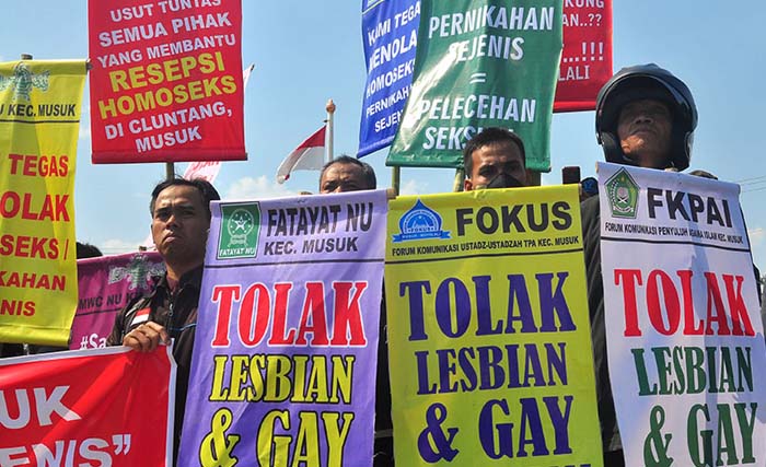 Aksi beberapa organisasi menolak LGBT. (foto: dokumentasi)