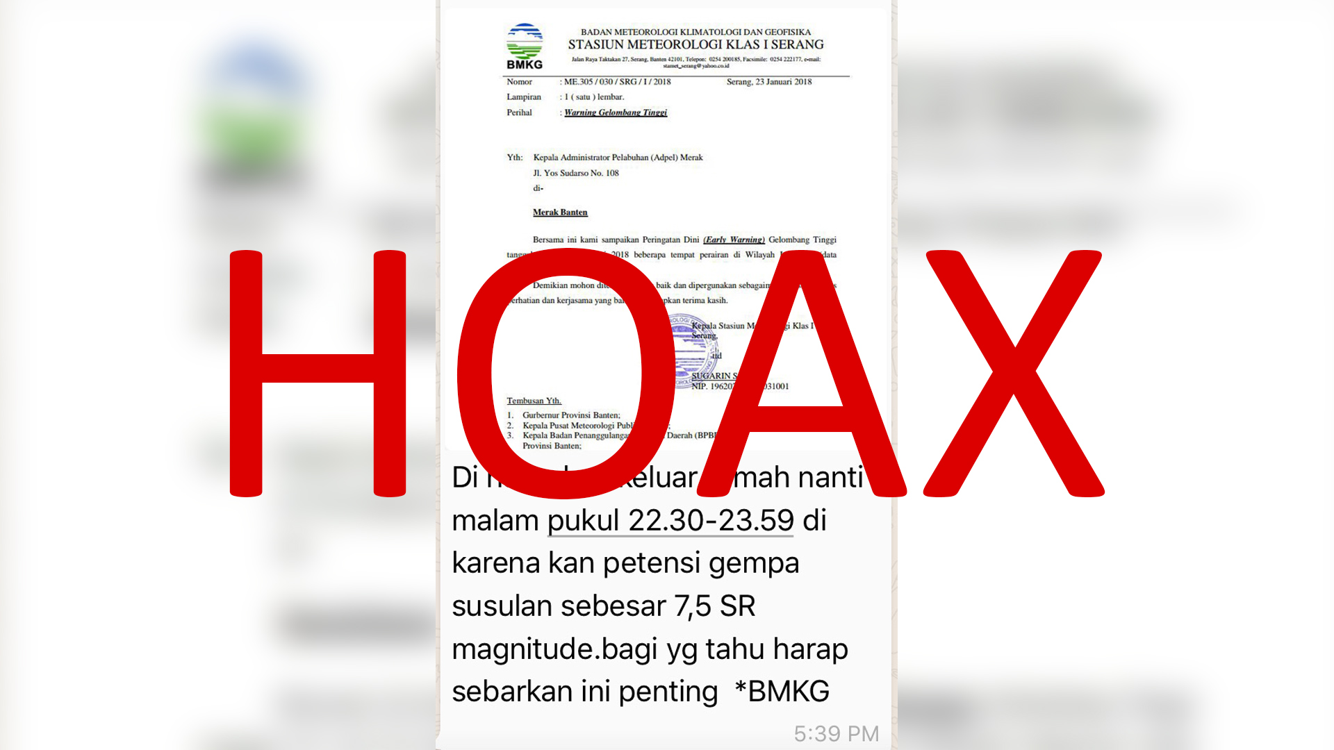 Informasi Hoax yang beredar di aplikasi pesan instan WhatsApp