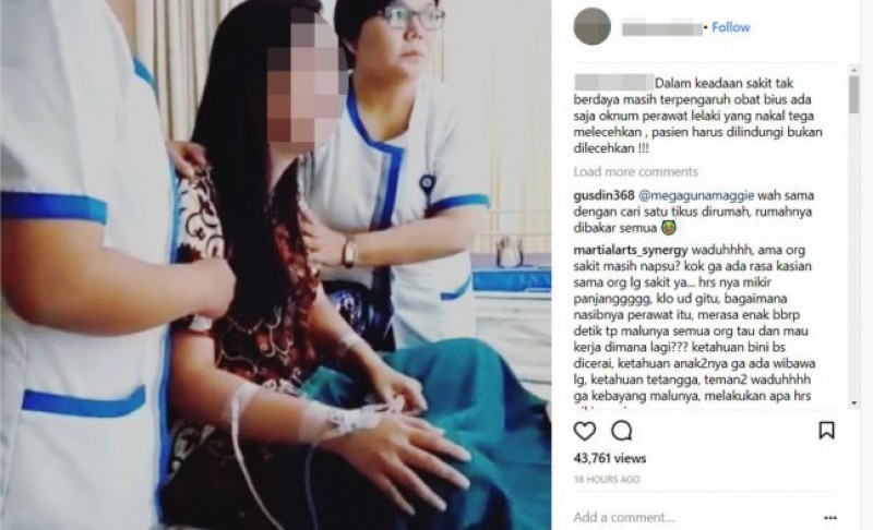 Pasien perempuan di National Hospital Surabaya, histeris saat dipertemukan dengan pelaku pelecehan terhadapnya. (Foto: Instagram) 