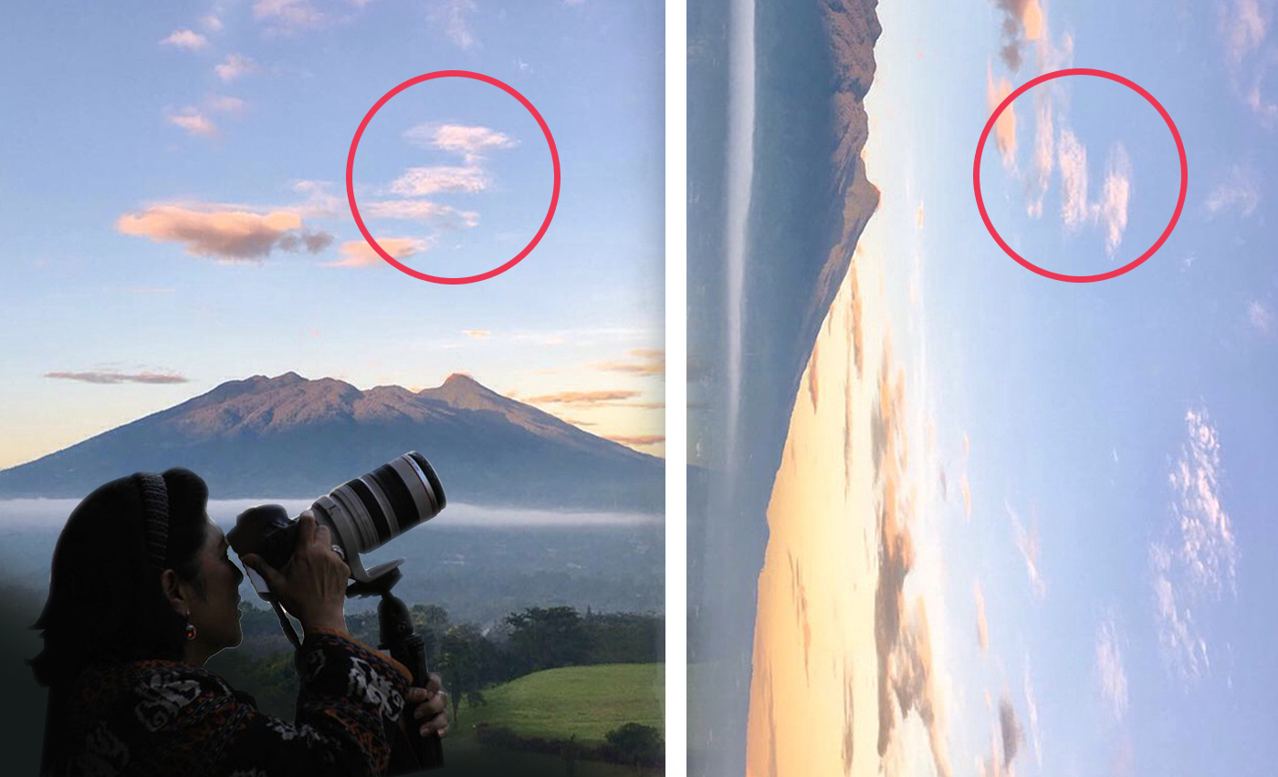 Foto pemandangan Gunung Salak hasil jepretan Ani Yudhyono. Dia mengklaim awan yang dilingkari, mirip angka 14 . (Foto: Instagram/aniyudhoyono) 