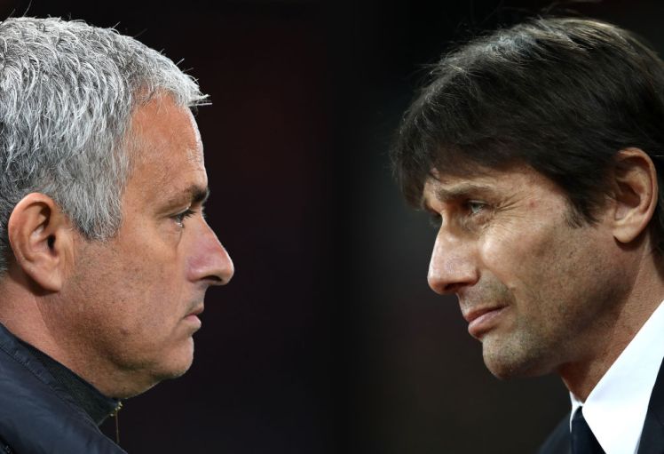 Pelatih Man United Jose Mourinho akan adu cerdik melawan Pelatih Chelsea  Antonio Conte. foto; metro.co.uk 