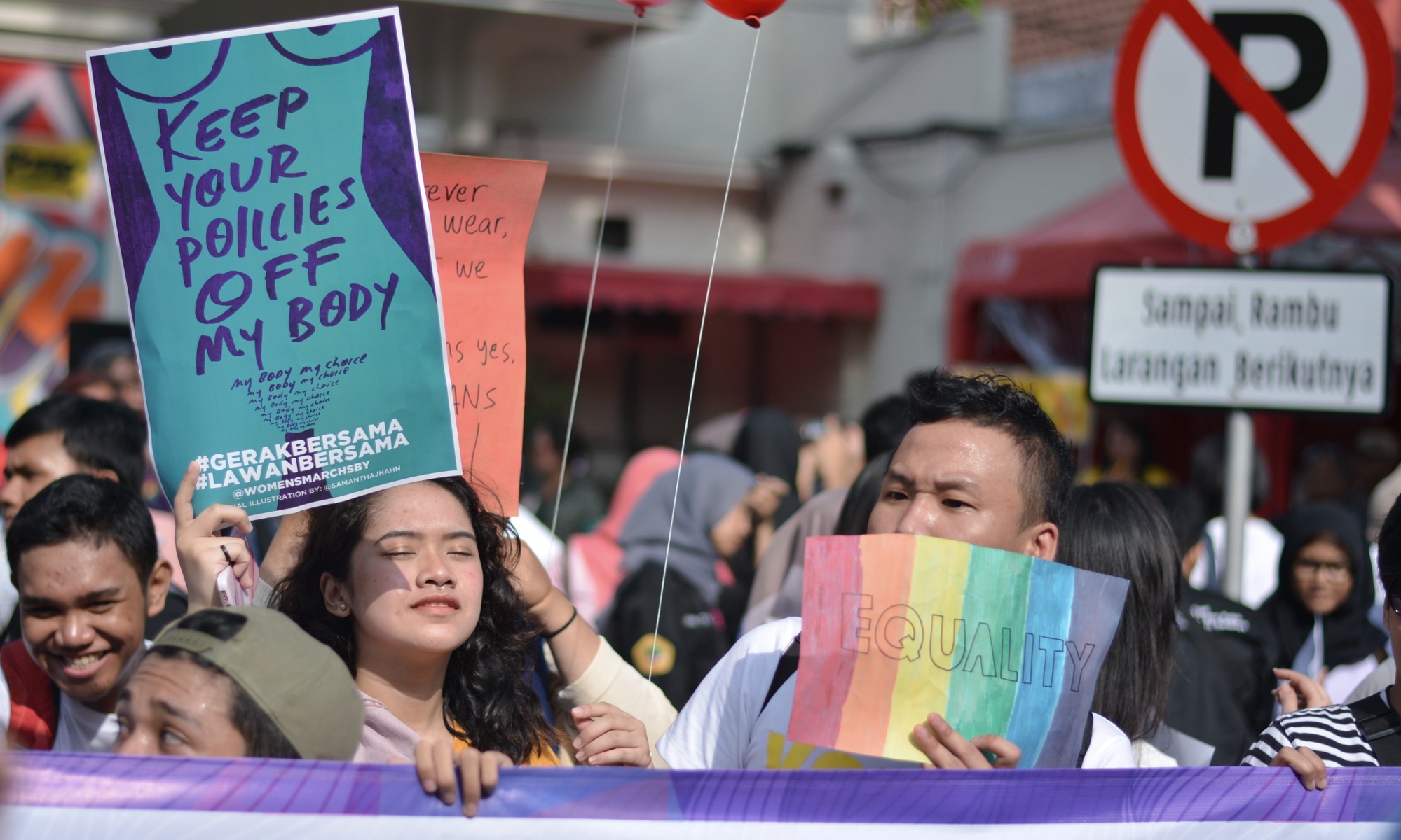 Aksi Women's March yang menolak diskriminasi perempuan, pada Minggu 4 Maret 2018. (foto: hrs/ngopibareng)