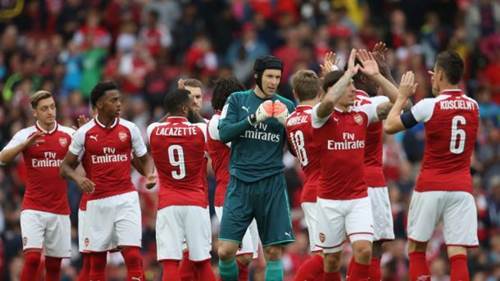 Skuad Arsenal sukses kalahkan Watford 3-0. (foto: AFP)