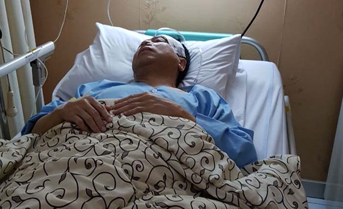 Setya Novanto  saat dirawat di RS Medika Permata Hijau Jakarta, usai nabrak tiang listrik 16 November 2017 lalu. (foto: dokumentasi antara)
