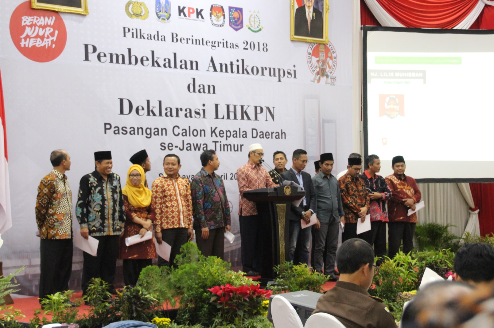 Pembacaan LHKPN calon kepala daerah, di Surabaya, Kamis 12 April 2018. (Foto: frd/ngopibareng.id)