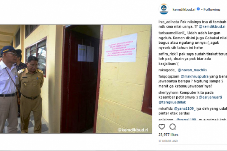 Tangkapan layar Instagram Kemdikbud yang dibanjiri keluhan siswa (Foto: Instagram)