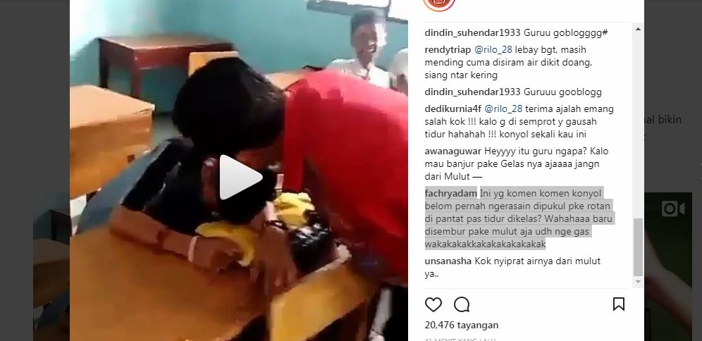 Tangkapan layar instagram guru sembur murid. (Foto: Instagram)