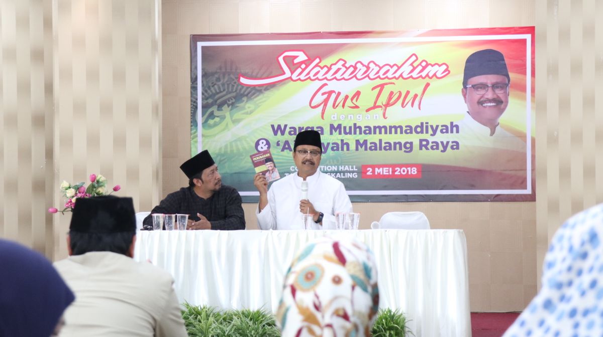 Gus Ipul memperingati Hari Pendidikan Nasional (Hardiknas), di hadapan para tokoh Muhammadiyah se-Malang Raya, Rabu 2 Mei 2018. (Foto: Ist)