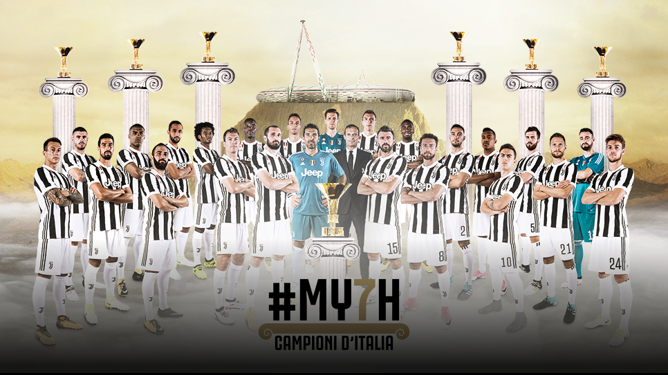 Tim Juventus yang berhasil menyegel titel Juara Seri A Italia untuk kali ketujuh. (foto: Juventus)
