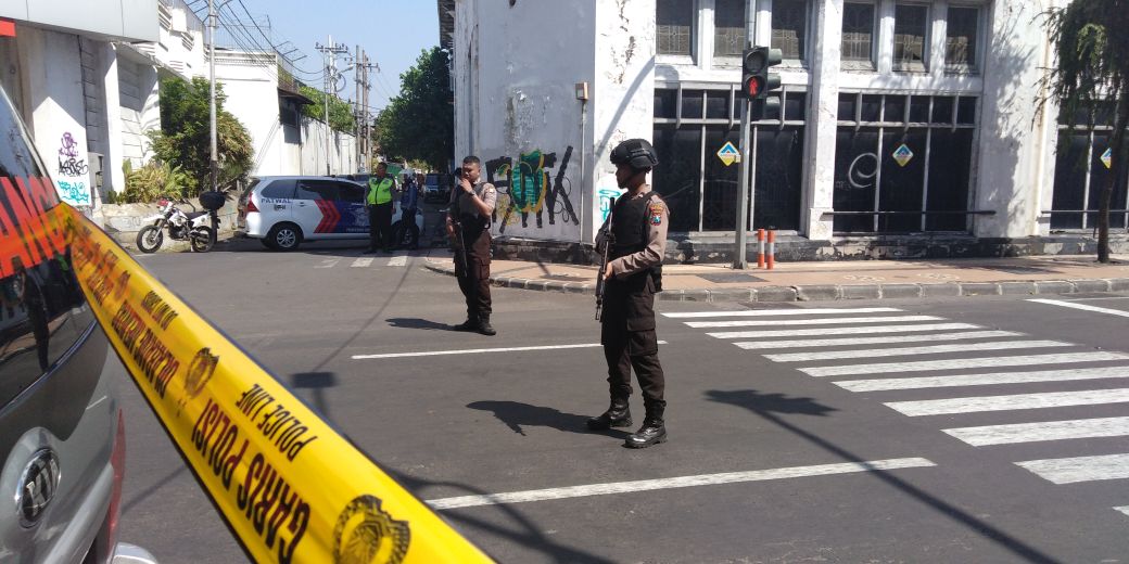 Pengamanan usai terjadi ledakan di Polrestabes Surabaya, Senin 14 Mei 2018. (foto: frd/ngopibareng)