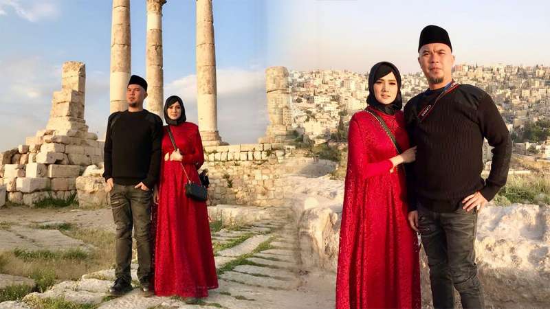 Pasangan Ahmad Dhani dan Mulan Jameela saat berada di Palestina, pada pertengahan April 2018 lalu.