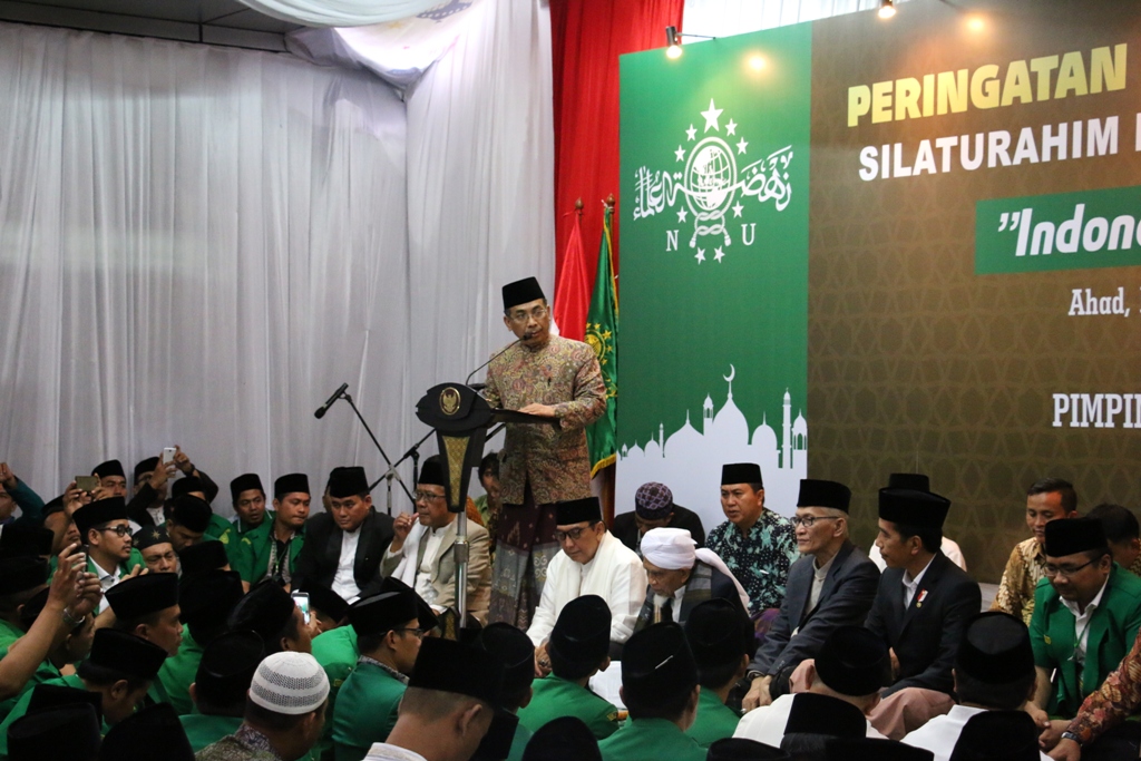 PENEGASAN: Gus Yahya Cholil Staquf ketika memberikan sambutan di Gedung PBNU Jakarta. (foto: ist)