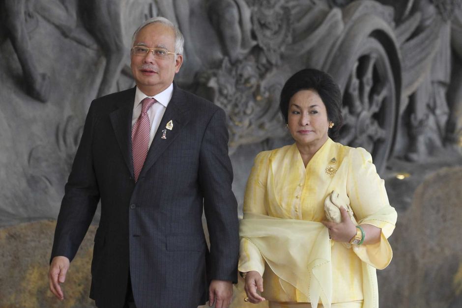 Mantan Perdana Menteri Malaysia Najib Razak dan istrinya, Rosmah Mansor.