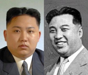 Kim Jong Un dan kakeknya Kim Il-Sung: lihat potongan rambutnya. 