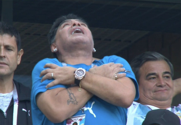 Reaksi Maradona melihat Messi mencetak gol ke gawang Nigeria