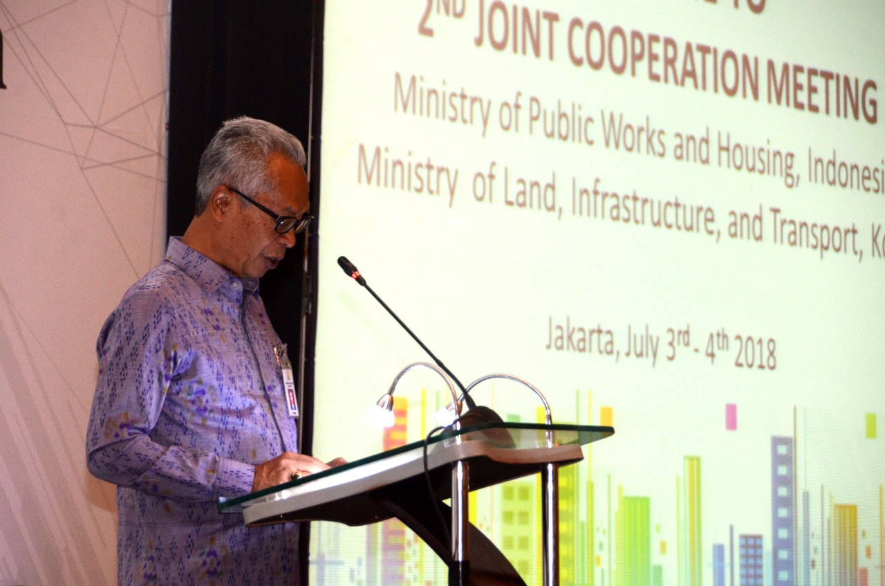 Direktur Jenderal Cipta Karya Sri Hartoyo saat membuka 2nd Joint Cooperation Meeting Indonesia-Korea bertajuk 