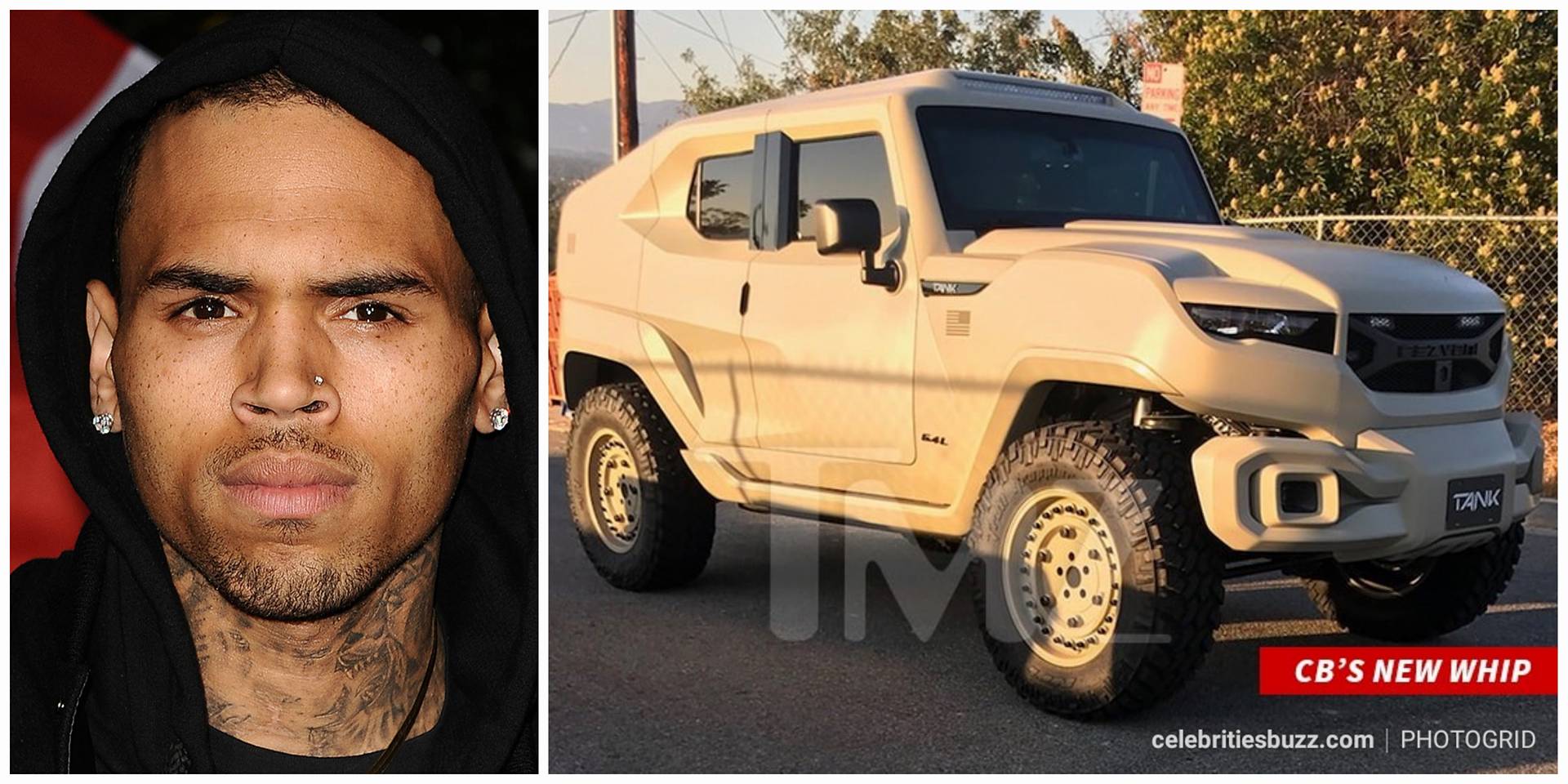Mobil baru Chris Brown 'Rezvani Tank' seharga Rp 5 miliar.