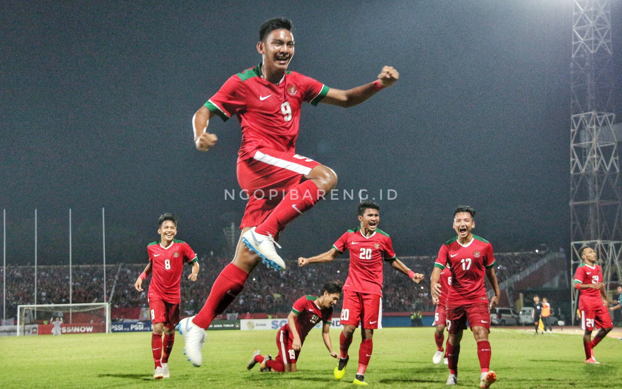 Selebrasi gol pemain Indonesia, M. Rafli usai mencetak gol ke gawang Vietnam. (foto: hrs/ngopibareng)