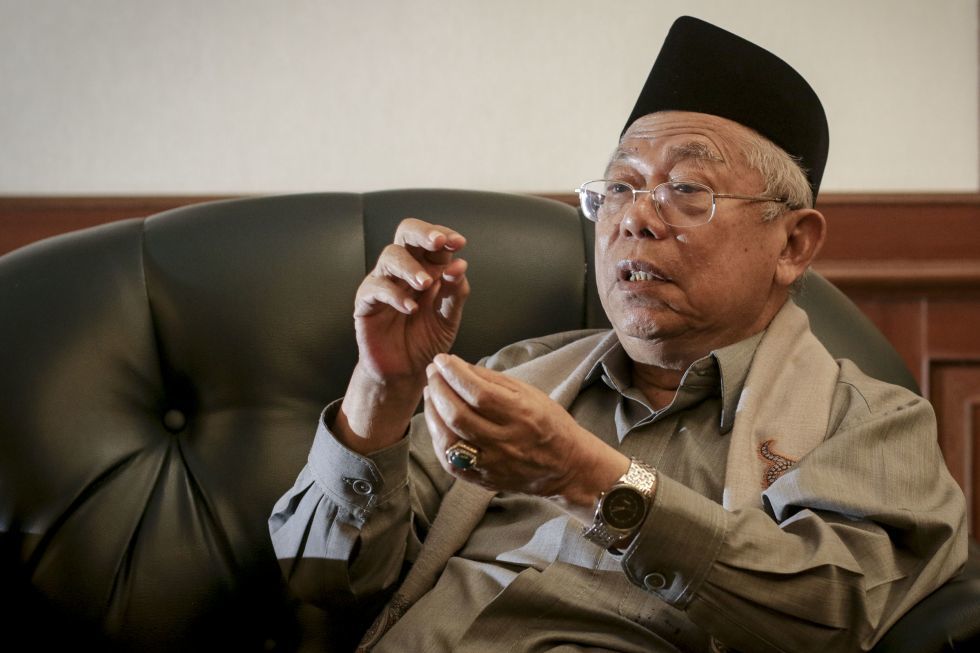 PENJELASAN: KH Ma'ruf Amin, Ketua Umum Majelis Ulama Indonesia (MUI) Pusat. (foto: dok ngopibareng.id)