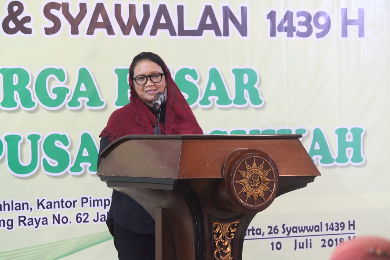 PENGAKUAN: Menlu Retno Marsudi di PP Muhammadiyah Jakarta. (foto: md-online)