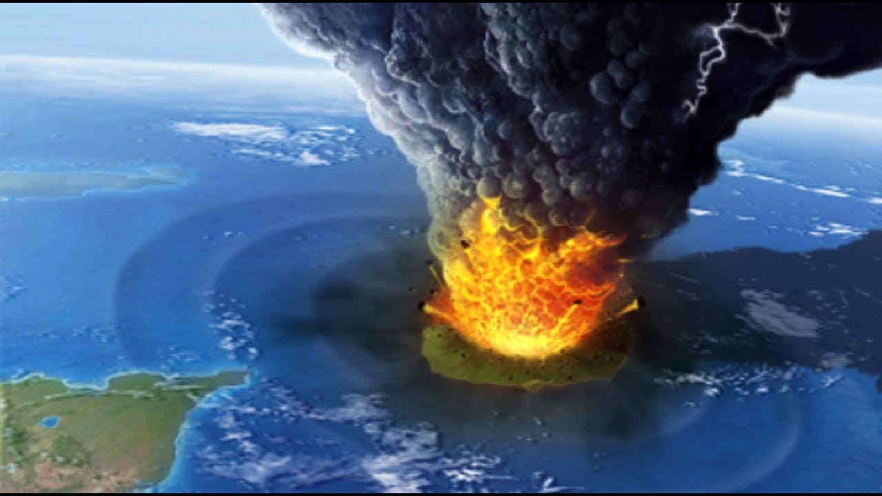 Ilustrasi letusan dasyat Gunung Krakatau. Foto : Youtube