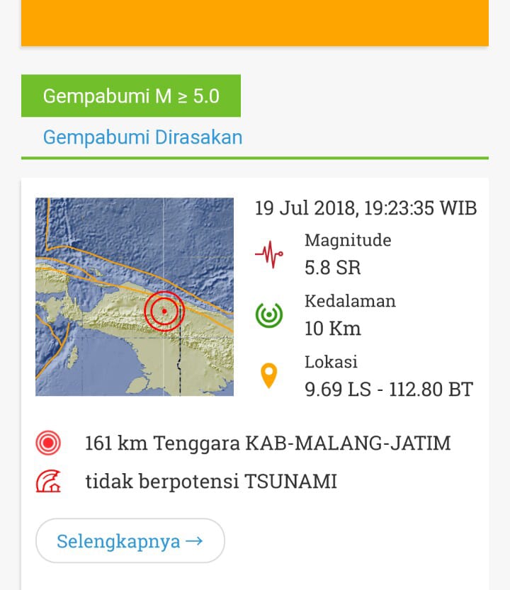Grafik gempa 5,8 SR di Malang. (Istimewa)