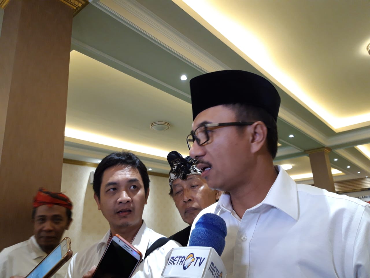 Pembina Relawan Jokowi - Mahfud MD, Syaiful Ma'arif saat deklrasi dukungan kepada Mahfud, di Surabaya, Senin 29 Juli 2018, sore. (Foto: farid/ngopibareng.id) 