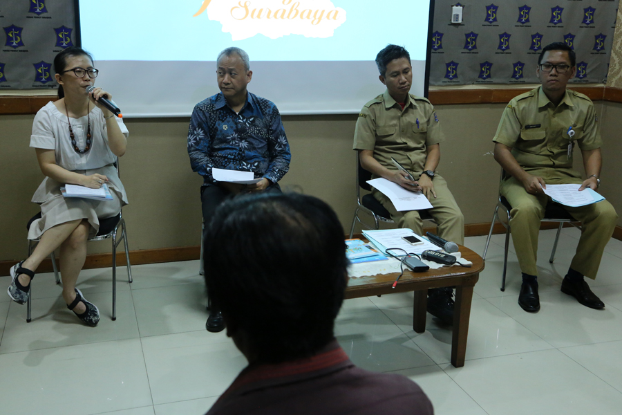 Konferensi pers gelaran UCLG ASPAC Ke-7,di Kantor Humas, Pemkot Surabaya, Senin 30 Juli 2018. 