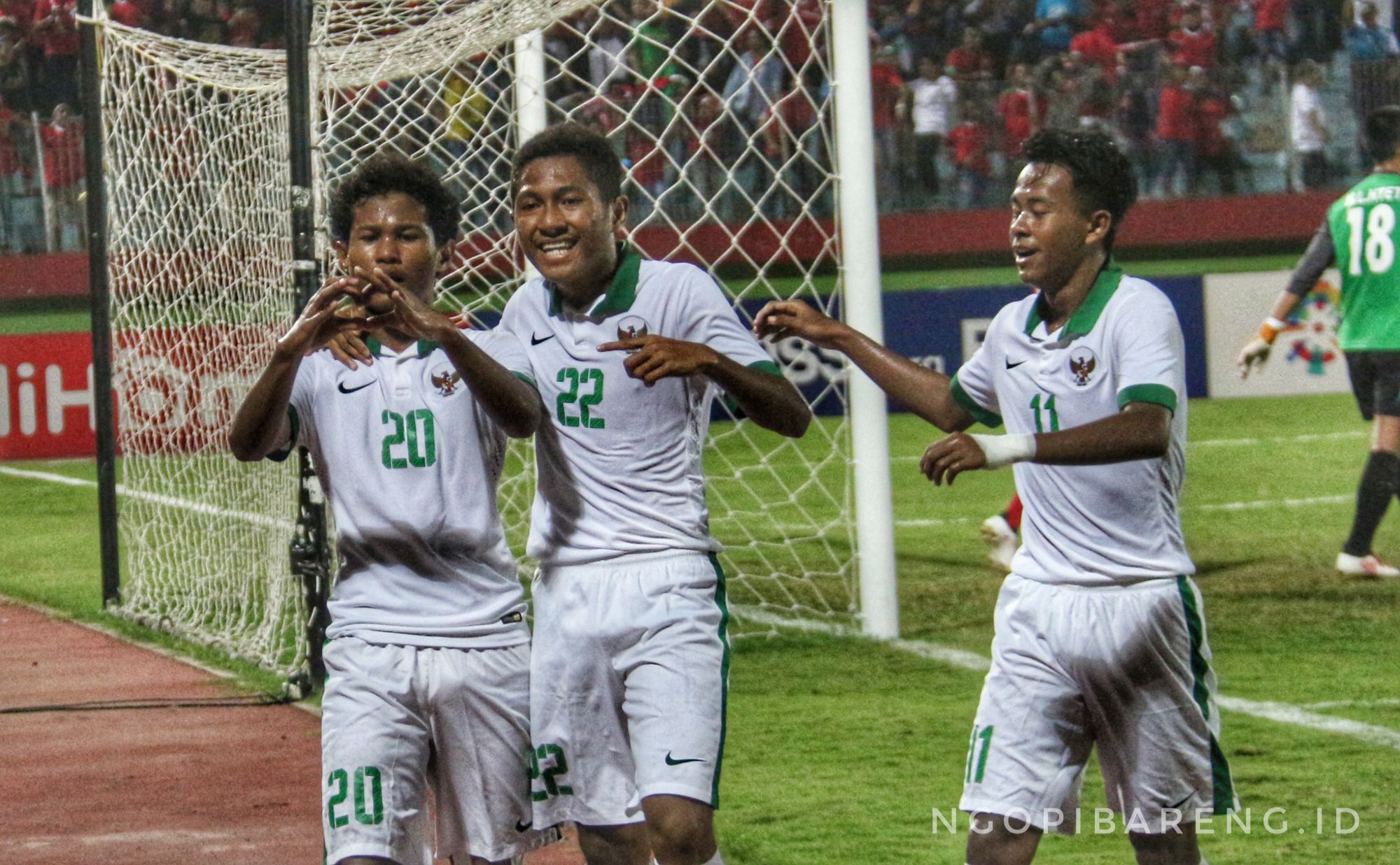 Pemain Timnas Indonesia U-16, Bagus Kahfi sukses cetak dua gol ke gawang Myanmar, Selasa 31 Juli 3018. (foto: hrs/ngopibareng)