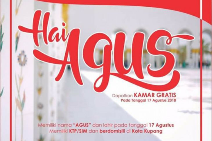 Aston Hotel Kupang menawarkan kamar gratis untuk mereka yang bernama AGUS pada bulan Agustus 2018. (Foto: Antara)