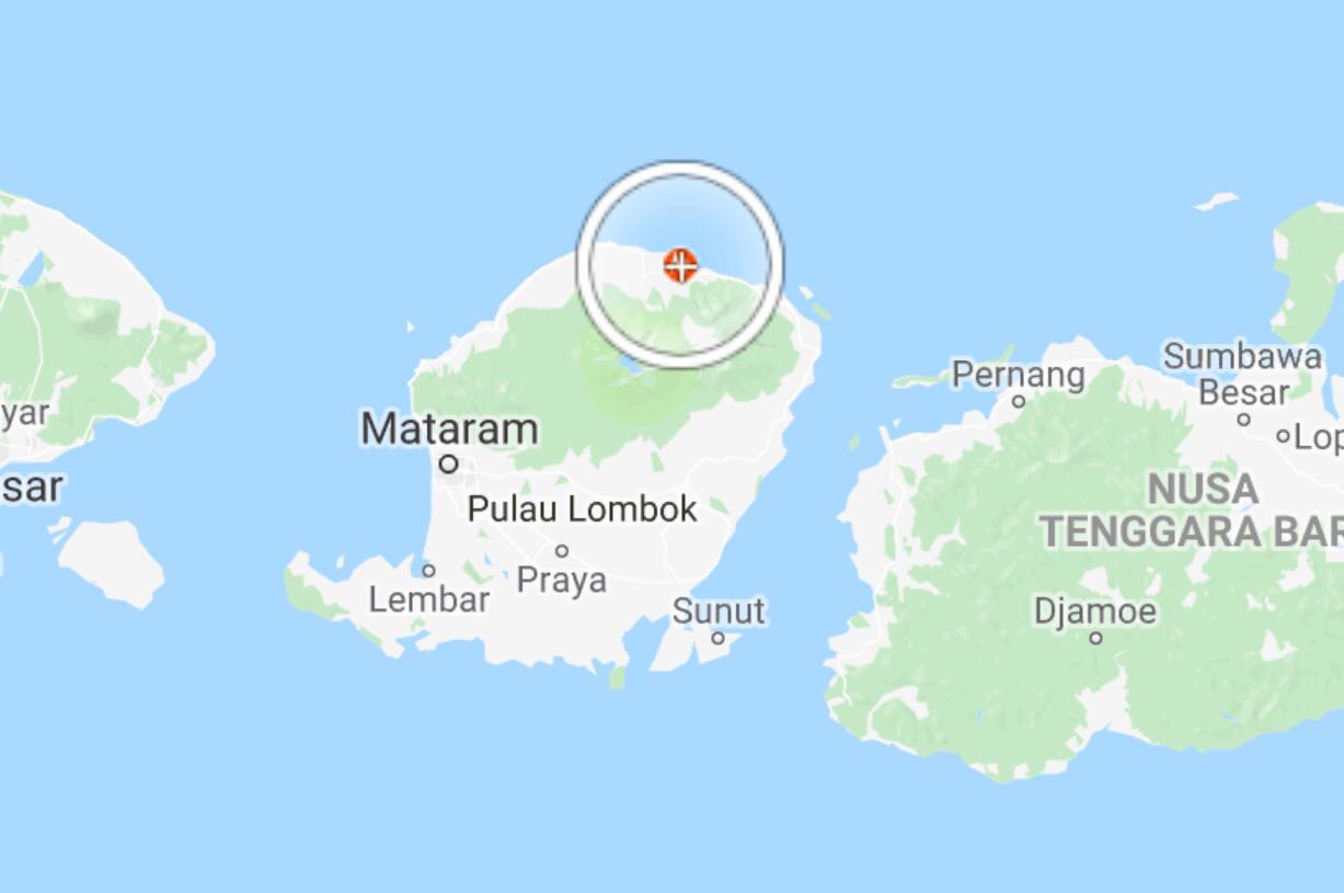 Titik lokasi gempa Lombok