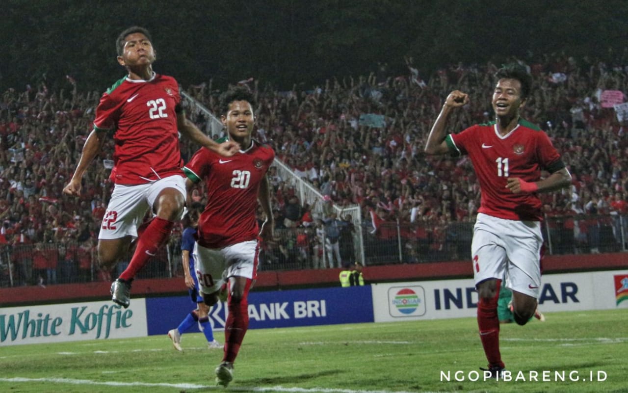Selebrasi gol Timnas Indonesia U-16, Fajar Fathur Rachman di final Piala AFF U-16 saat hadapi Thailand, Sabtu 11 Agustus 2018. (foto: Haris/ngopibareng)