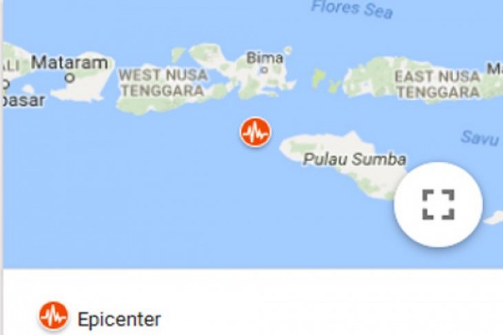 Ilustrasi peta digital gempa di kawasan Pulau Sumba, Nusa Tenggara Timur (NTT), Jumat 30 Desember 2016. (Foto: USGS)