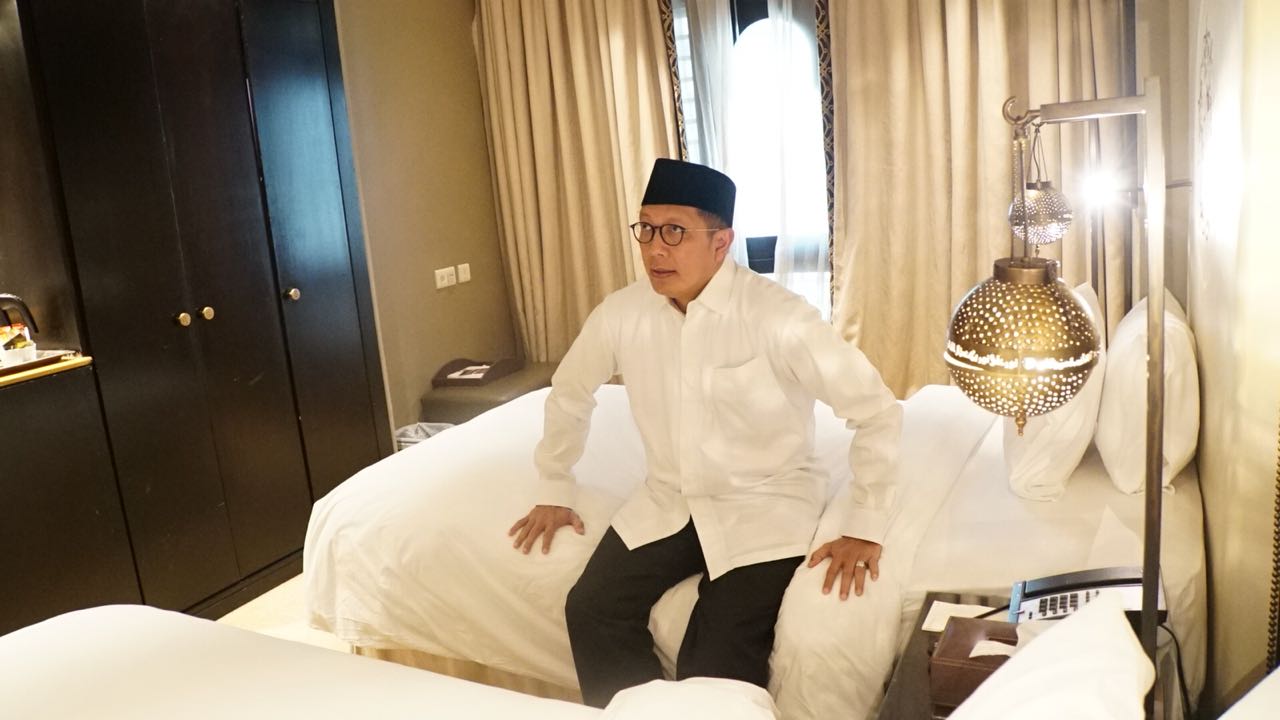 Menteri Agama Lukman Hakim Saifuddin saat meninjau hotel di Madinah. (Foto: haji.kemenag.go.id)