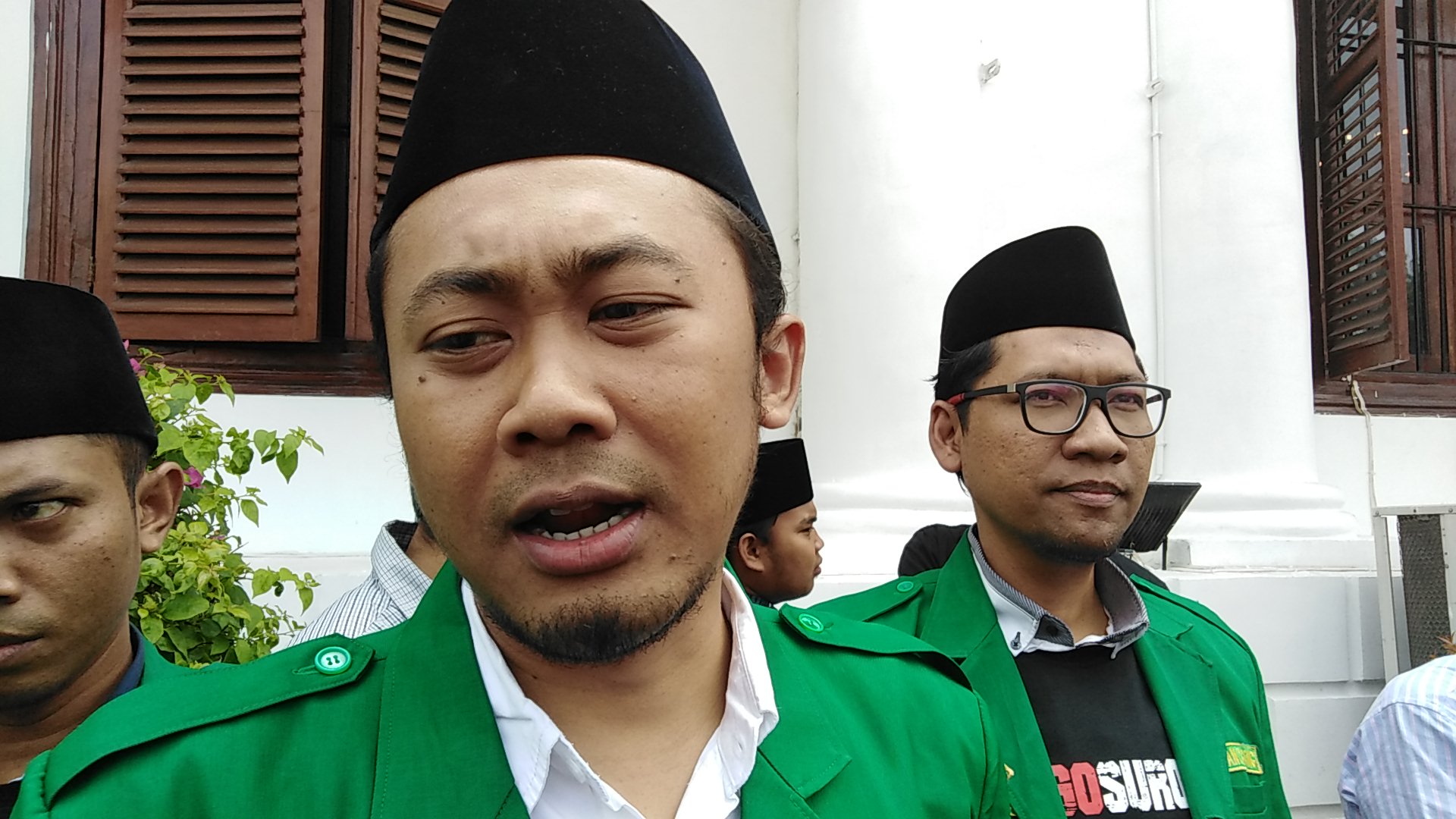 Ketua GP Ansor Surabaya, Farid Afif, ditemui usai mediasi, di Mapolrestabes Surabaya, Rabu, 29 Agustus 2018. (foto: farid/ngopibareng.id) 
