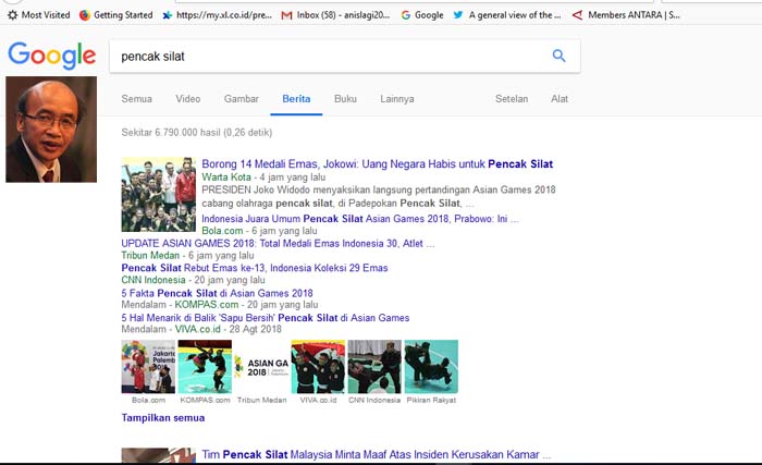 Laman Google, dan  Bambang  Harymurti (inzet). (Foto: Ngobar)