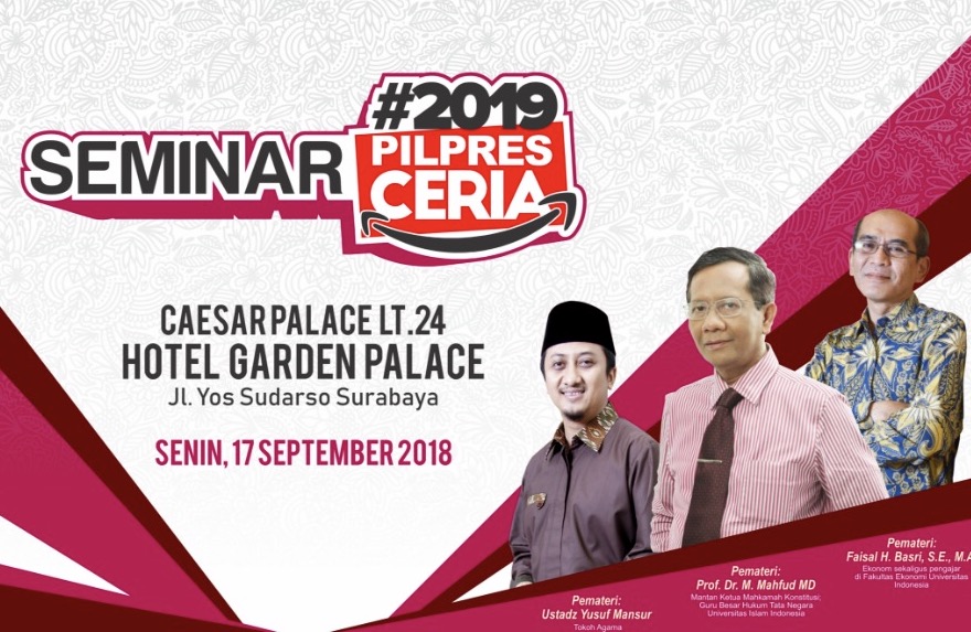 Seminar nasional bertema "#2019PilpresCeria" akan digelar di Surabaya