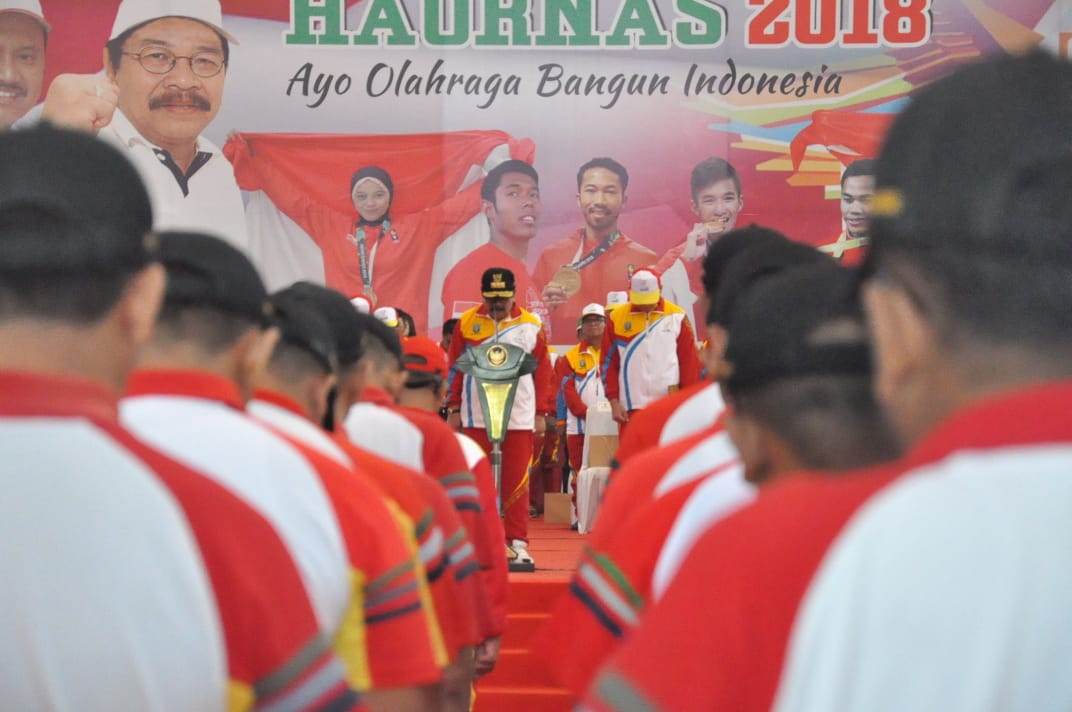 Gubernur Jatim, Soekarwo saat memperingati Haornas 2018. (foto: Haris/ngopibareng)