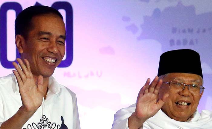 Bacapres Jokowi dan Bacawapres Ma'ruf Amin. (Foto: Antara)