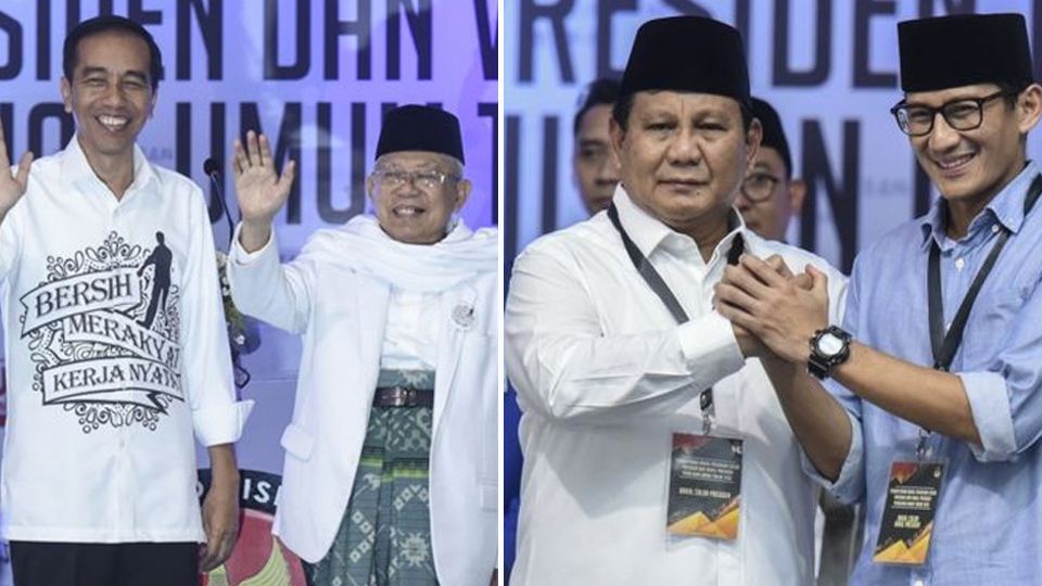 Pasangan Jokowi-Maruf dan Prabowo-Sandi. Foto: istimewa